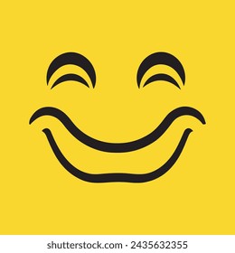 Best cartoon character facial expressions, on yellow background.