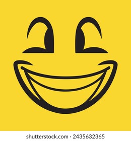 Best cartoon character facial expressions, on yellow background.