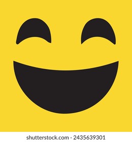 Best cartoon character facial expressions, on yellow background.
