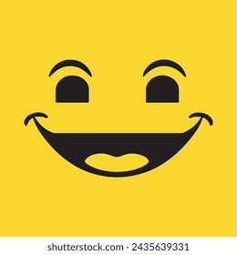 Best cartoon character facial expressions, on yellow background.