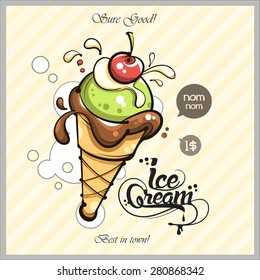 Best cartoon ice cream for your design. Vector EPS 10.