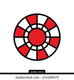 The best Casino Chip icon vector, illustration logo template in trendy style. Suitable for many purposes.
