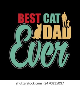 El mejor papá gato de la historia - ilustraciones de diseño de camisetas de Papá Gato Retro Día del Padre.