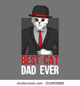 best cat dad ever fathers day kitten quotes computer backpack vector design illustration print poster