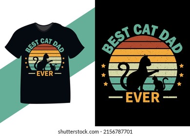 Best cat dad ever fathers day retro vintage t shirt design