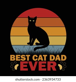 BEST CAT DAD EVER illustrations with patches for t-shirts and other uses