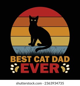 BEST CAT DAD EVER illustrations with patches for t-shirts and other uses