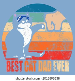 best cat dad ever paw fist bump funny fathers day ie dye vector design illustration print poster