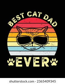 Best Cat Dad Ever T-Shirt Design, Cat Dad T-Shirt Design