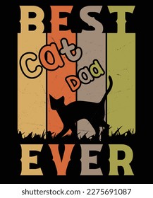 Best cat dad ever vintage T-shirt design.