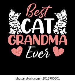 best cat grandma ever kitty grandmother kitten cap art vector design illustration print poster