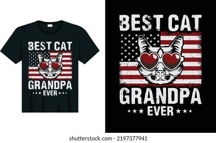Best Cat Grandpa Ever Cat lover Vintage Funny T-Shirt