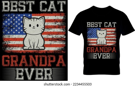 Best Cat grandpa Ever. cat t-sirt design Template.