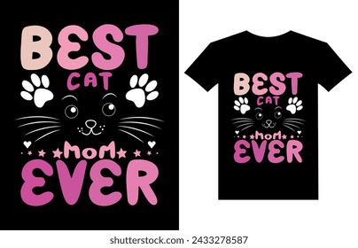 Mejor diseño de camiseta de mamá gata. Camiseta de gato, Amante de gato, Mamá gato. Póster, Banner, Pegatina, Tipografía, Ilustración Vectorial, Gráfico Colorido.