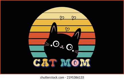 Best Cat Mom T-shirt Design Vector Illustration