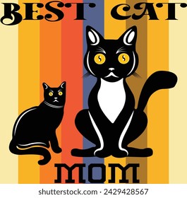 mejor diseño de vector y camiseta de mamá de gato