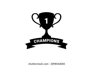 Best champions cup trophy vector design. Champion cup winner trophy award with ribbon design