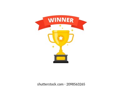 Best champions cup trophy vector design. Champion cup winner trophy award with ribbon design