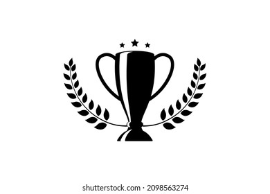 Best champions cup trophy vector design. Champion cup winner trophy award with laurel wreath