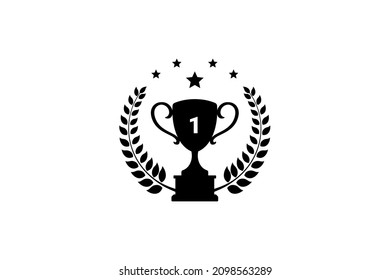 Mejor diseño vectorial de copa de campeones. Premio al trofeo ganador de la copa de campeón con corona laurel