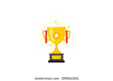 Best champions cup trophy vector design. Champion cup winner trophy award with ribbon design