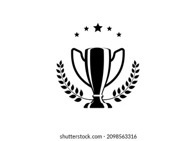 Best champions cup trophy vector design. Champion cup winner trophy award with laurel wreath