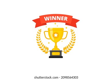 Best champions cup trophy vector design. Champion cup winner trophy award with laurel wreath