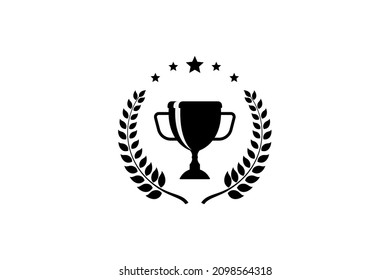 Mejor diseño vectorial de copa de campeones. Premio al trofeo ganador de la copa de campeón con corona laurel