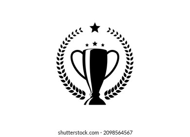 Best champions cup trophy vector design. Champion cup winner trophy award with laurel wreath