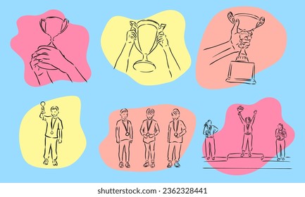 Mejor diseño vectorial de copa de campeones. Ilustración vectorial del premio de trofeo a la copa campeona 