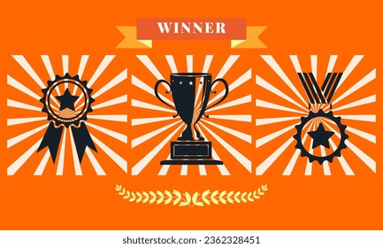 Best champions cup trophy vector design. Champion cup winner trophy award vector illustration 