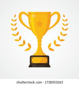 Best championship or competition trophy with star. Gold cup trophy icon symbol in flat style. Vector illustration EPS.8 EPS.10