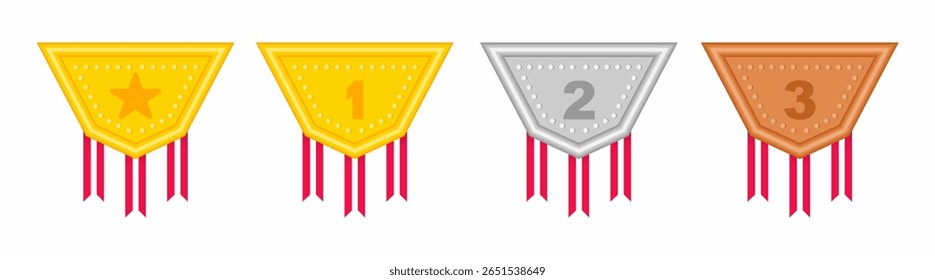 Melhor design de vetor de medalha de campeonato. Troféu de campeão vencedor em fundo branco.