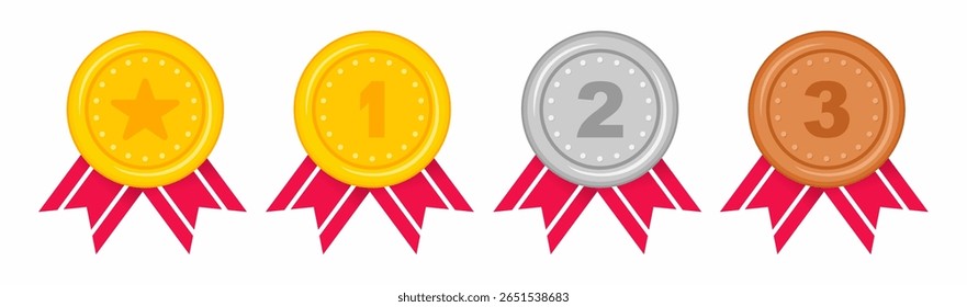 Melhor design de vetor de medalha de campeonato. Troféu de campeão vencedor em fundo branco.