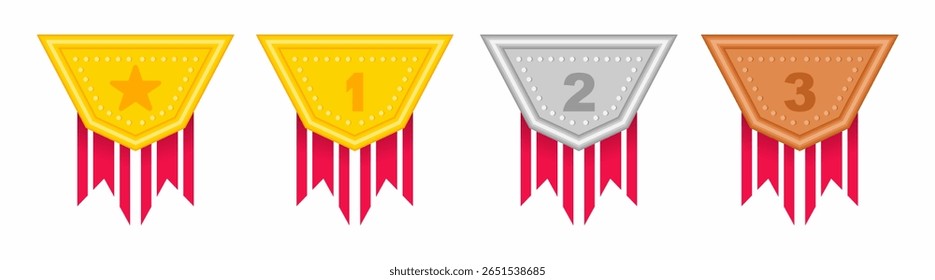 Melhor design de vetor de medalha de campeonato. Troféu de campeão vencedor em fundo branco.
