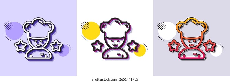 Best chef line icon. Halftone dotted pattern. Gradient icon with grain shadow. Stars ranking sign. Rating symbol. Line best chef icon. Various designs. Vector