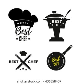 Best chef set of design icons or labels. Award cooking. Vector illustration