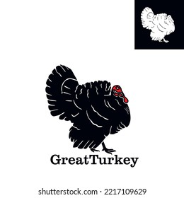 best chiken turkey logo, silhouette of big bird standing vector illustrations