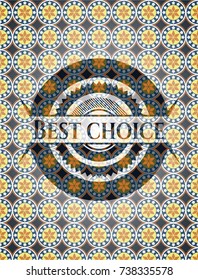 Best Choice arabic badge background. Arabesque decoration.