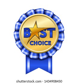 Best choice award ribbon sign. Gold icon isolated white background. Golden design banner, badge, label. Symbol medal, reward certificate, guarantee quality shop. Promotion customer Vector illustration