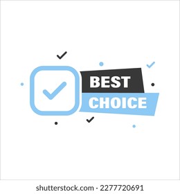 Best choice badge with a checkmark. Suitable for quizzes, tests, exams and more in electronic and printed form