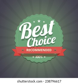Best choice badge on dark background. Vector illustration.