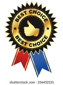 Best Choice Badge with Red and Blue Ribbons