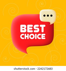 Best choice banner. Speech bubble with Best choice text. Business concept. 3d illustration. Spiral background. Vector line icon for business and advertising.
