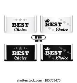Best choice black style label and sticker with crown and little star around Isolated on White Background - vector
