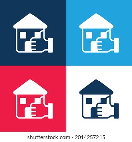 Mejor opción azul y rojo cuatro colores mínimo conjunto de iconos