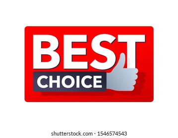 Best Choice button or icon -promo special offer web element template with message and thumbs up