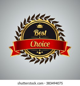 Best choice golden label, vector illustration