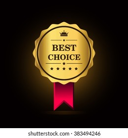 Best choice golden label, vector illustration