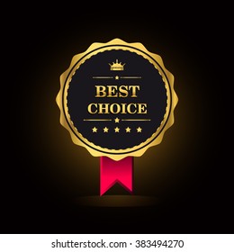 Best choice golden label, vector illustration